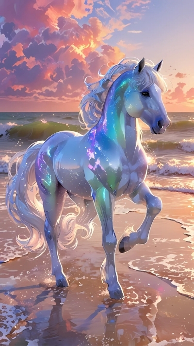 Nền ngựa 3D dễ thương huyền ảo cho máy