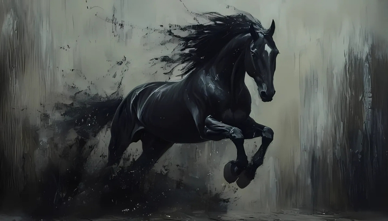 Nền ngựa 3D đen dũng mãnh cho laptop
