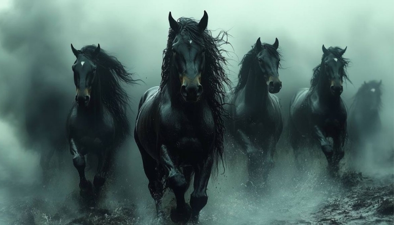 Nền ngựa 3D đen quý phái cho PC