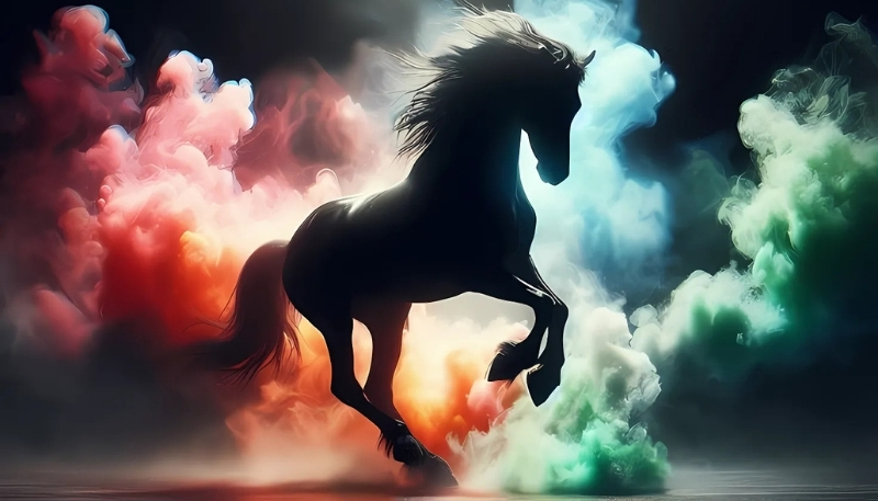 Nền ngựa 3D đen tinh tế cho máy