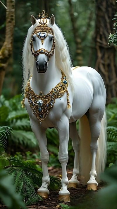 Nền ngựa 3D trắng dũng mãnh cho di động