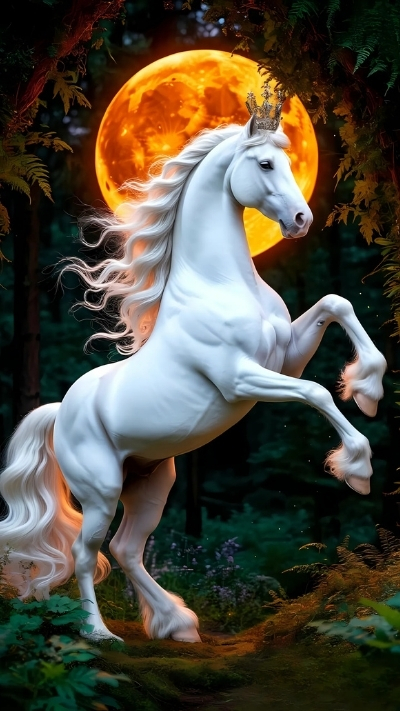 Nền ngựa 3D trắng lãng mạn cho smartphone