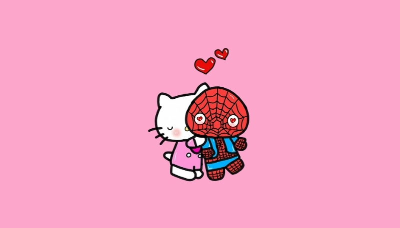 ảnh nền người nhện hello kitty rực rỡ