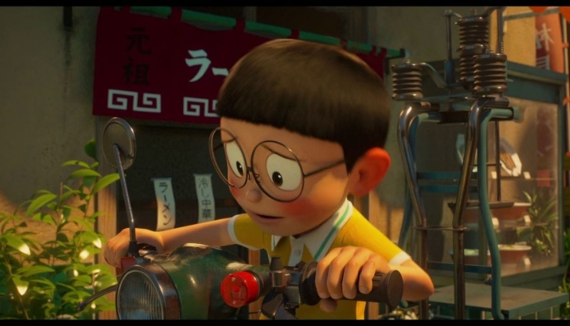 ảnh nền nobita lái xe máy chibi