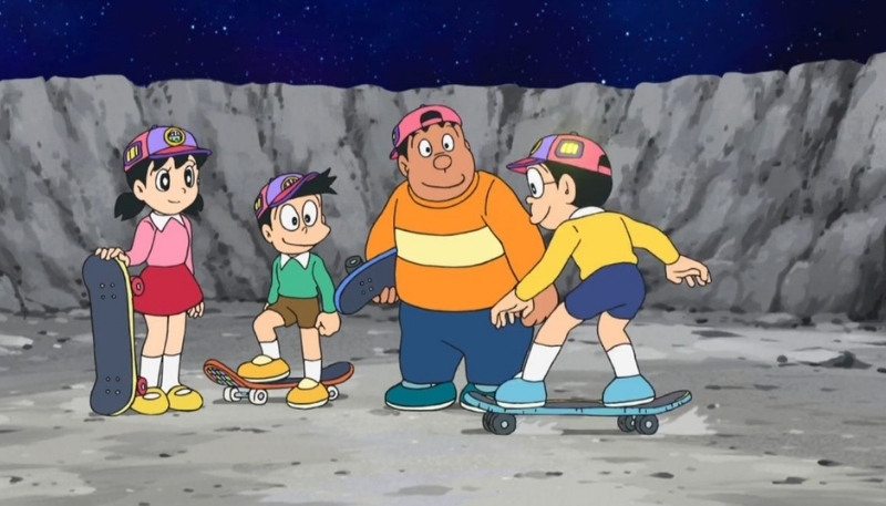 ảnh nền nobita trượt ván
