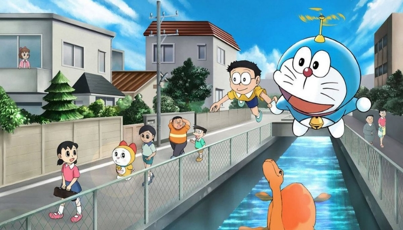 ảnh nền nobita và những người bjan trong khu phố