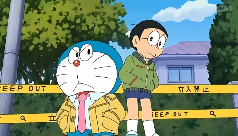 ảnh nền nobita và doraemon nhíu mày