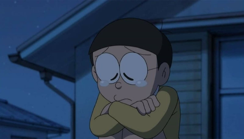 hình ảnh nền nobita buồn trong màn đêm