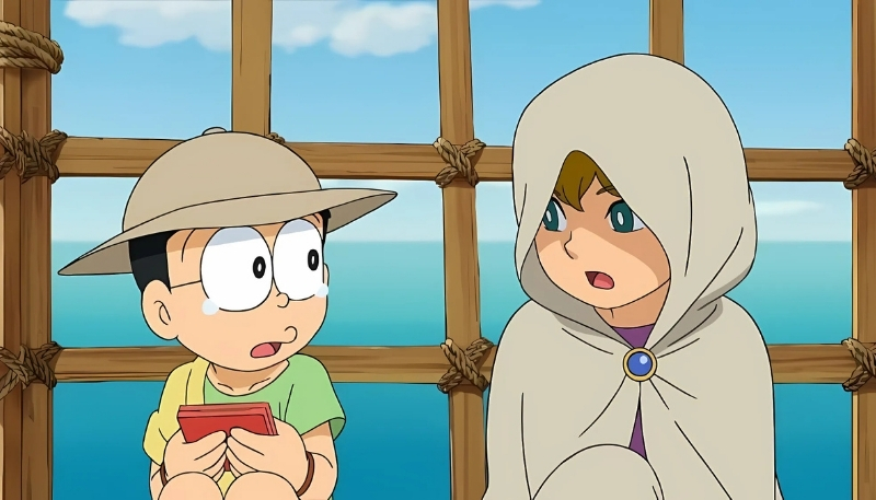 hình ảnh nền nobita cùng người bạn mới
