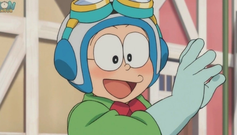 hình ảnh nền nobita mặc đồ bảo hộ