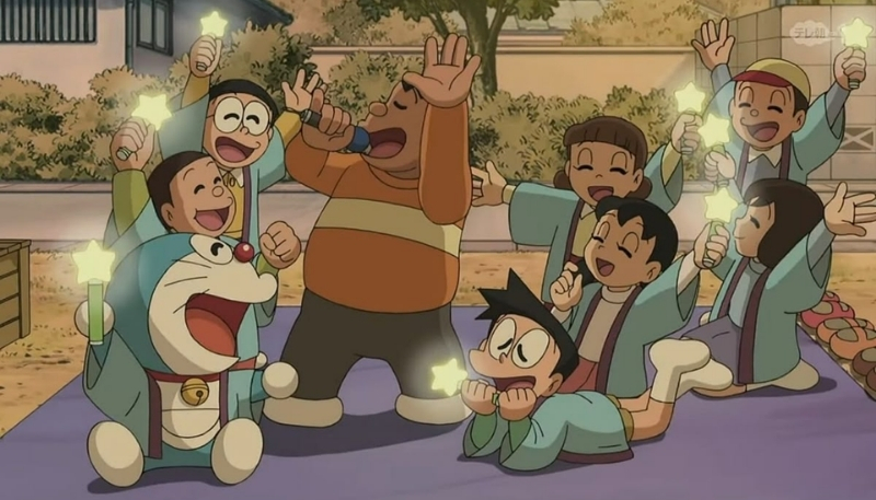 ảnh nền nobita nhảy múa cùng bạn bè