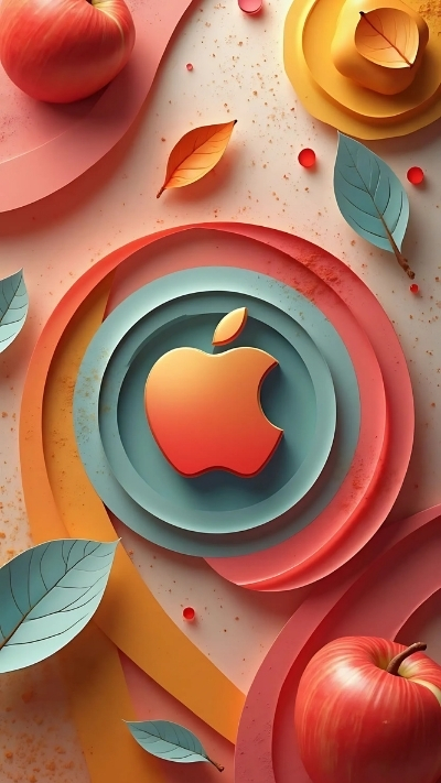 Wallpaper quả táo iPhone 4K nghệ thuật dễ thương