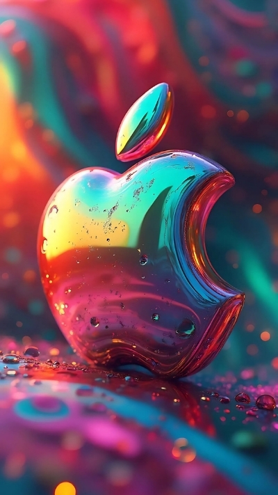 Wallpaper quả táo iPhone 4K nghệ thuật long lanh