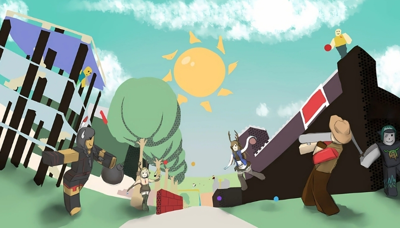 Hình nền Roblox máy tính chibi