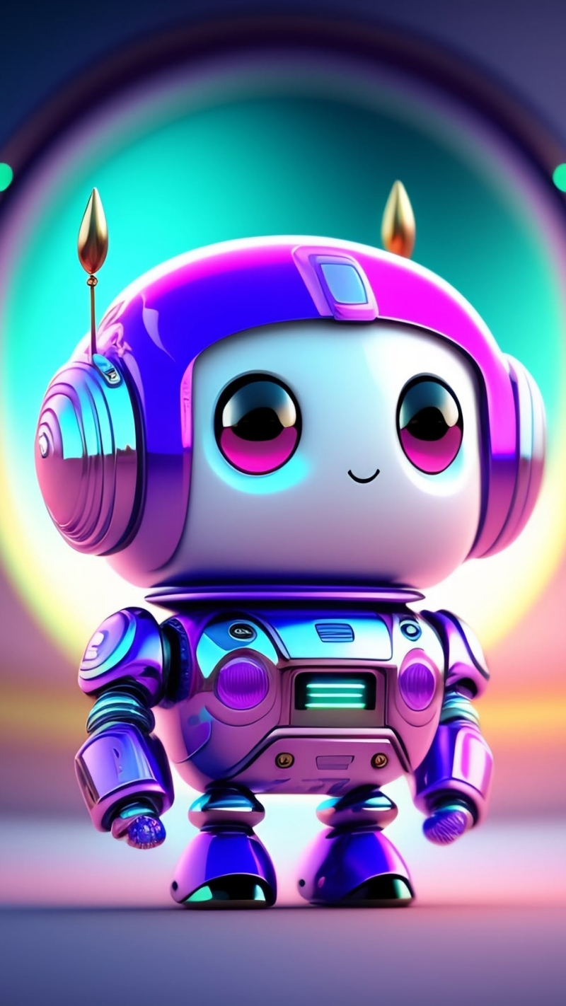 ảnh nền robot màu galaxy dễ thương