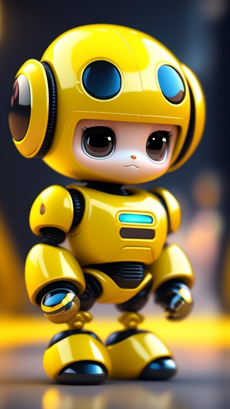 robot hình nền màu vàng cute