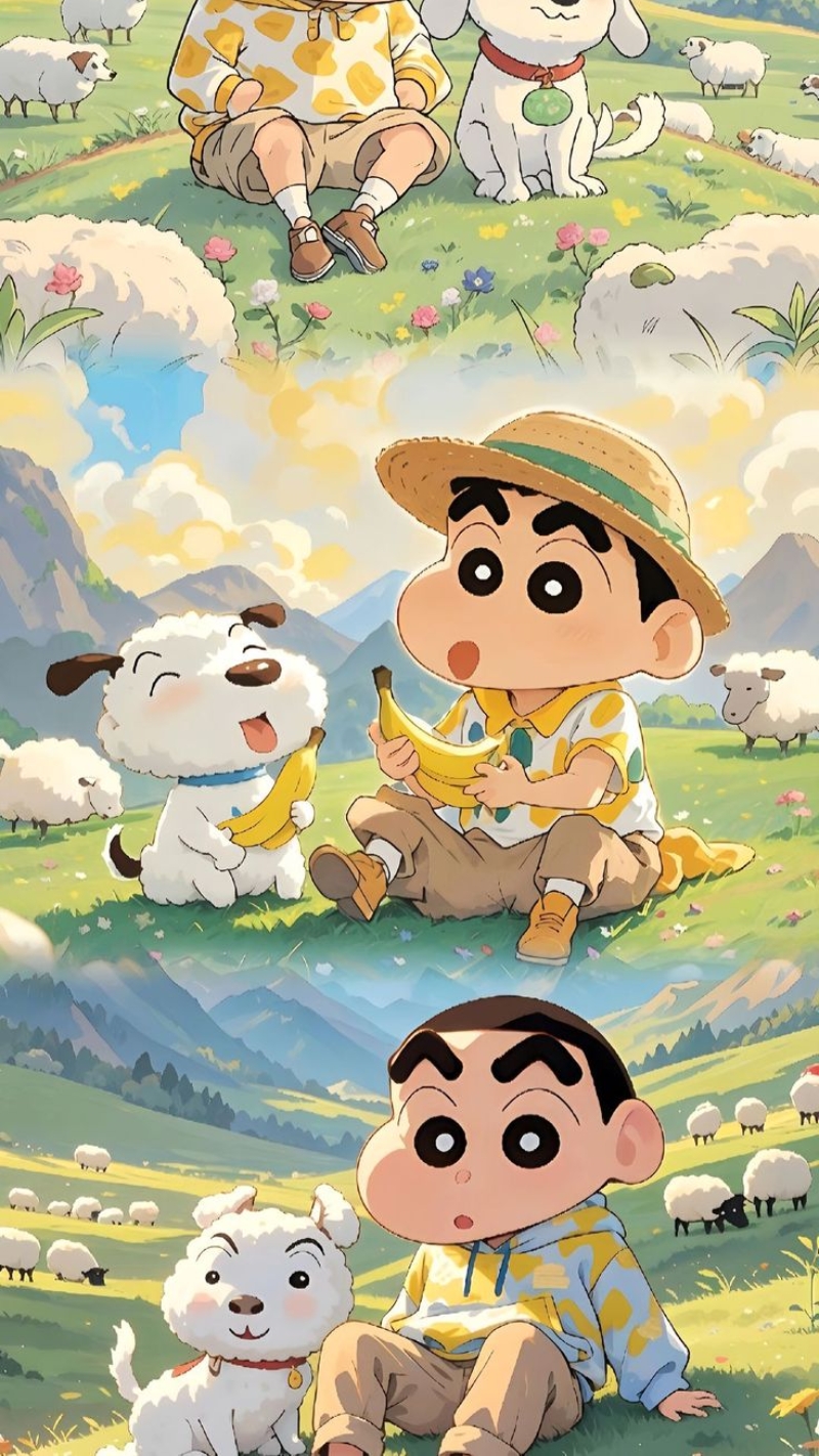 Hình nền Shin và Bạch Tuyết đi chơi