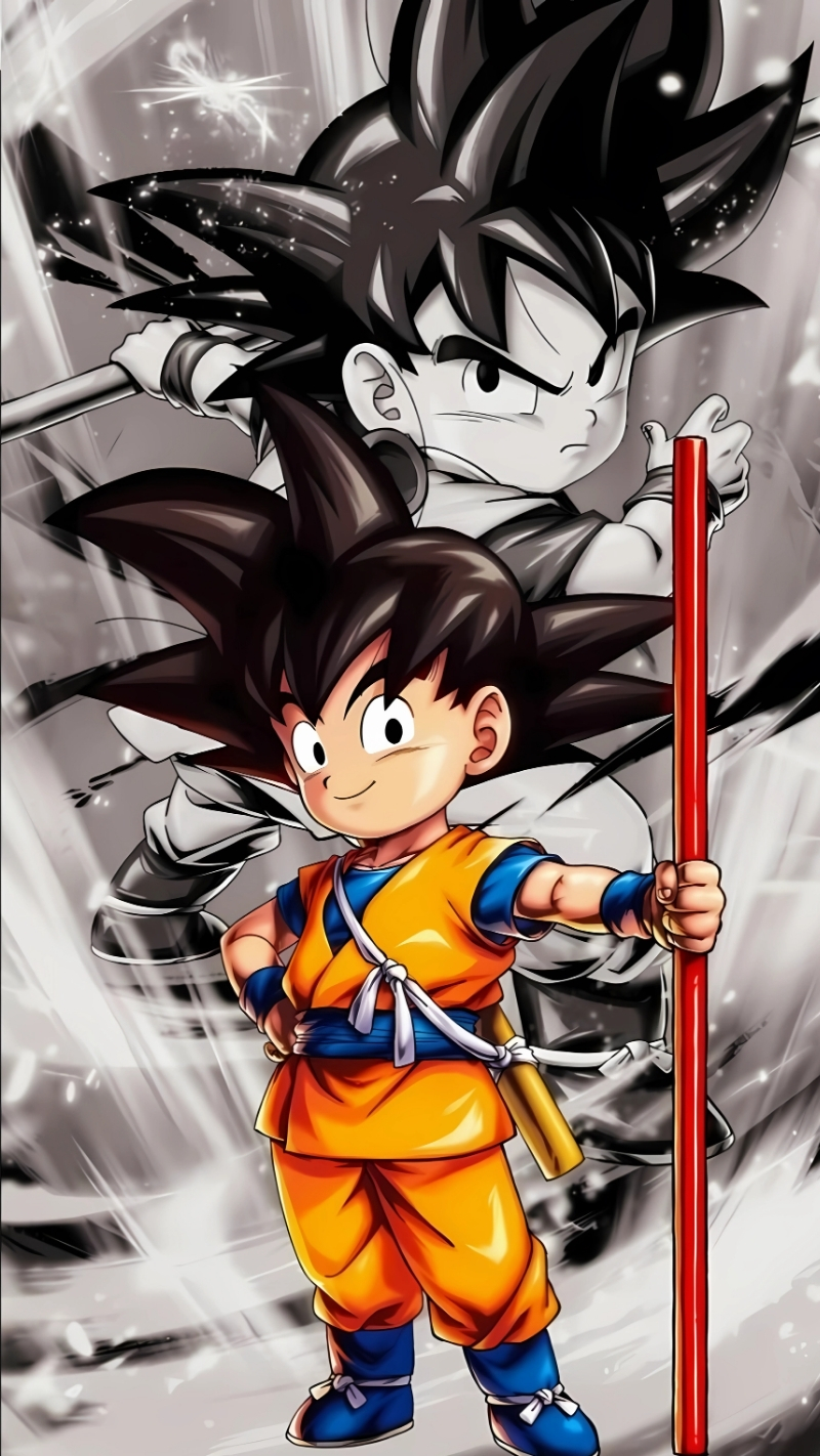 Hình nền Songoku cute phiên bản nhí 4K