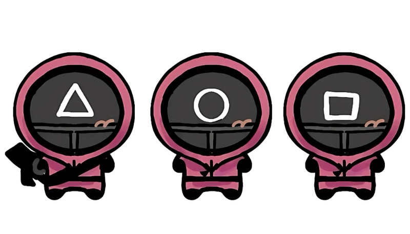 Ảnh nền Squid Game chibi ngộ nghĩnh cho máy tính