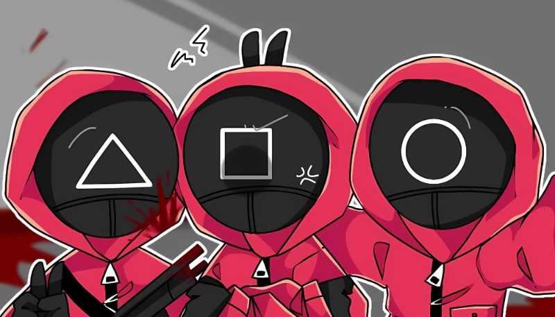 Background máy tính Squid Game chibi siêu dễ thương