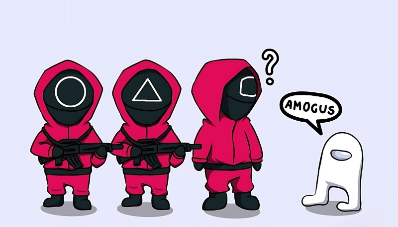 Background Squid Game chibi dễ thương và đáng yêu