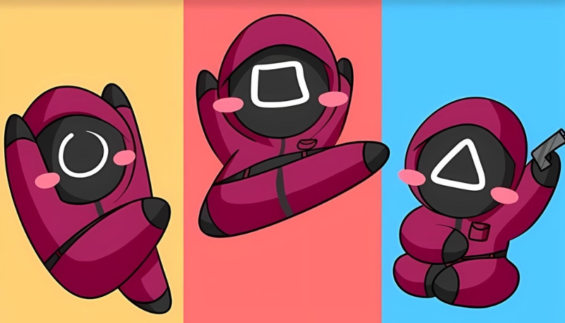 Hình nền desktop Squid Game chibi cute ngọt ngào