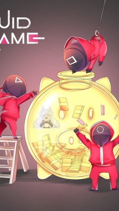Hình nền điện thoại Squid Game chibi cute ấn tượng
