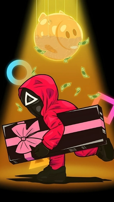 Hình nền Squid Game chibi siêu cute cho điện thoại