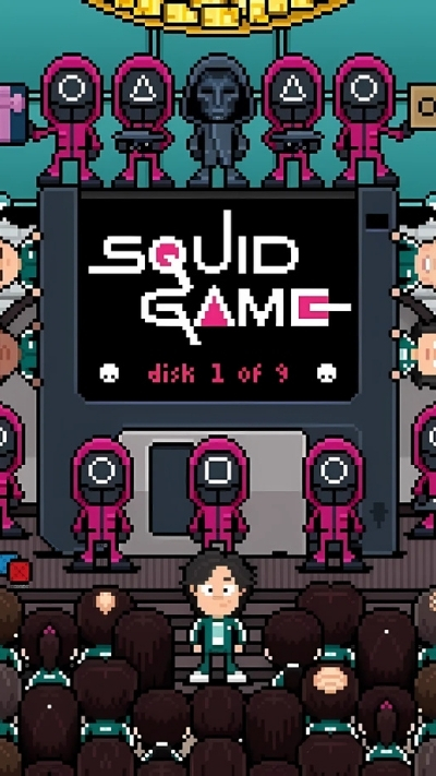 Mẫu hình nền Squid Game chibi đáng yêu cho điện thoại