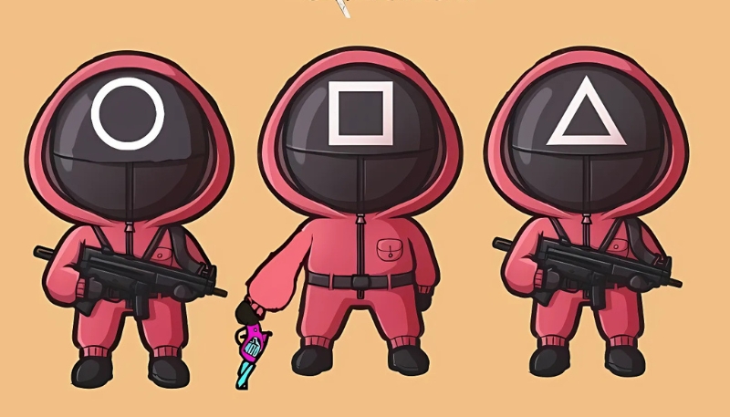 Mẫu nền chibi Squid Game đẹp cho desktop