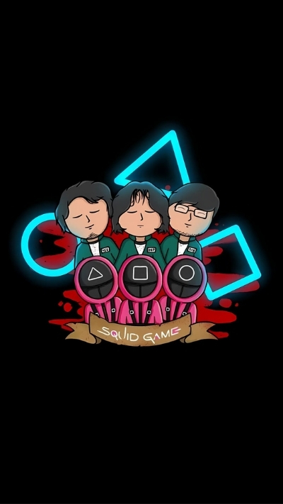 Nền điện thoại Squid Game chibi xinh xắn dễ thương