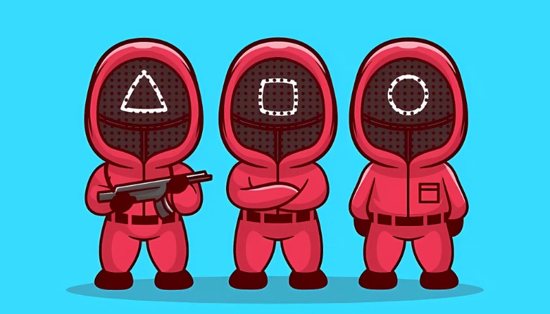 Nền máy tính Squid Game chibi dễ thương