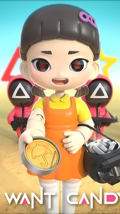 Phông nền Squid Game chibi đẹp cho smartphone