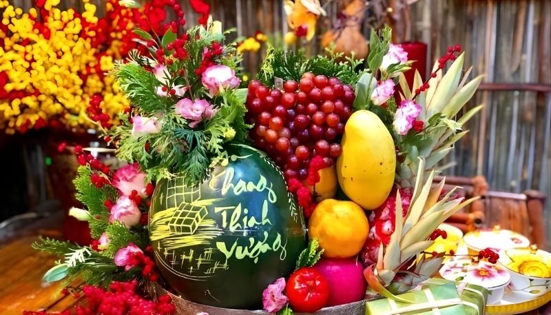ảnh nền tết 2026 mâm ngũ quả no nê