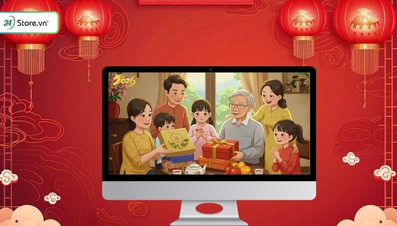 hình nền máy tính tết bính ngọ 2026 đẹp rực rỡ