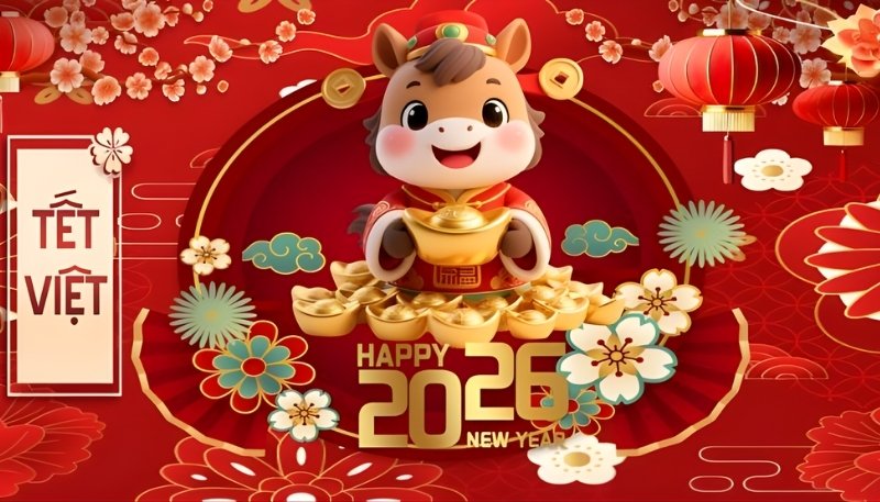 hình nền máy tính tết nguyên đán 2026 đỏ thắm
