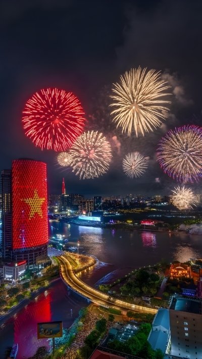 hình nền pháo hoa cho điện thoại rực sáng