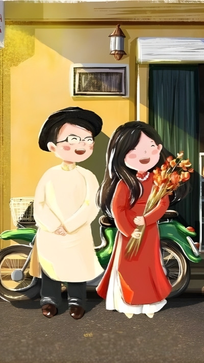 hình nền tết cặp đôi cho điện thoại mặn nồng