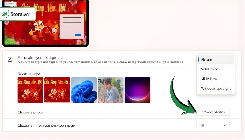 thay hình nền cho máy tính ngày tết