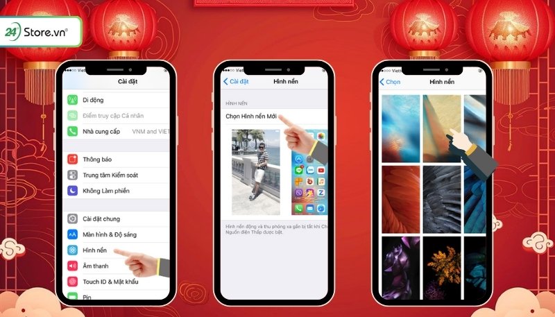 thay hình nền tết cho điện thoại
