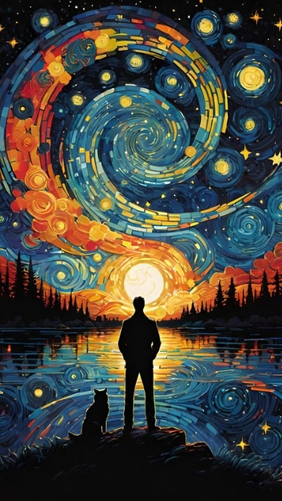 Hình nền Van Gogh cute dễ thương cho smartphone