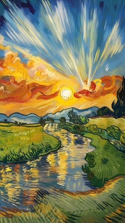 Wallpaper Van Gogh dễ thương cho máy di động