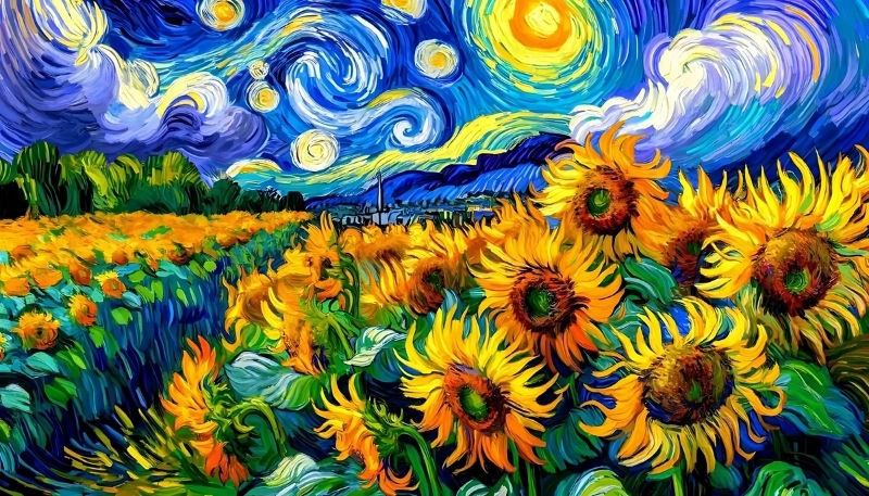 Wallpaper Van Gogh dễ thương cho máy tính