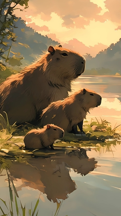ảnh vẽ capybara chibi dễ thương 1