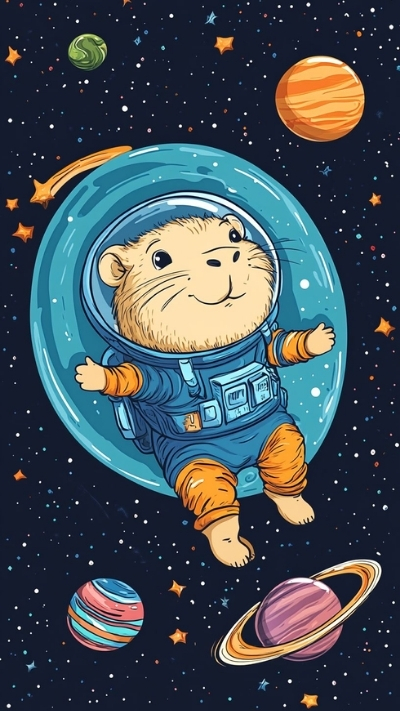 ảnh vẽ capybara chibi xinh xắn