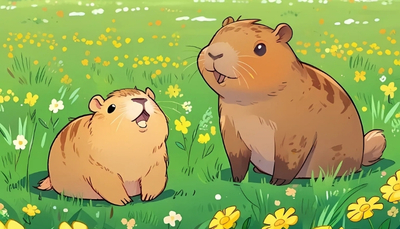 ảnh vẽ capybara con vật khác dễ thương