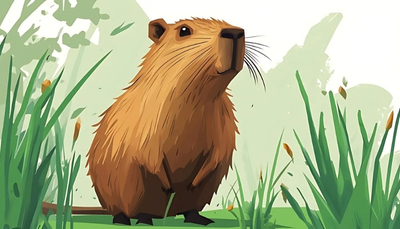 ảnh vẽ capybara cute đọc sách