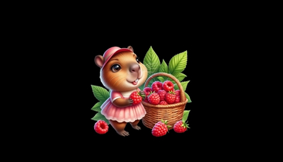 ảnh vẽ capybara cute ôm gấu bông