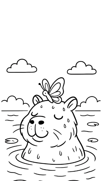 ảnh vẽ capybara trắng đen buồn cười