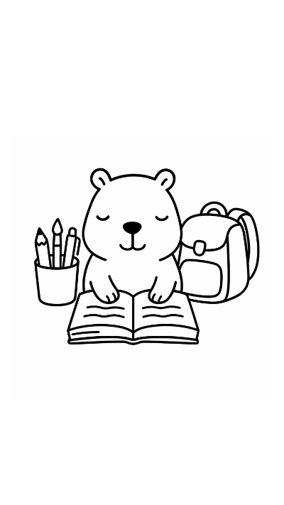 ảnh vẽ capybara trắng đen ngâm nước